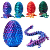 3D Printed Dragon in Egg, Articulated Dragon Crystal Dragon with Egg, Flexible Joints Dragon Egg Fidget Toy Easter Egg Hunt Decor, Home Office Executive Desk Toys for Kids Adults (Laser Purple)